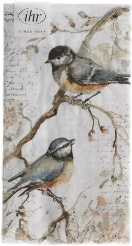 Vista 2 de IHR - Servilletas de papel de 3 capas, 16 unidades, tamaño invitado, Happy Little Titmice