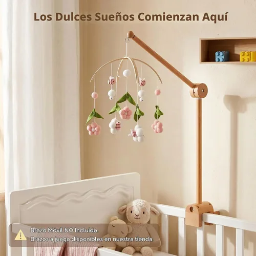 Vista 2 de let's make Móvil de bebé para cuna hecho a mano rosa abeja hermosa decoración de guardería Rosa (Pink Bee)