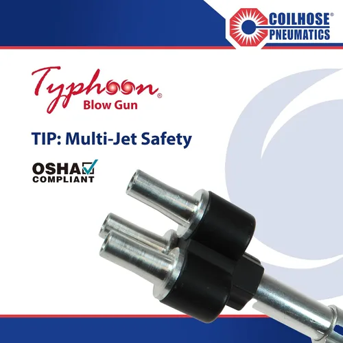Vista 3 de Coilhose Pneumatics TYP-3800MJ Typhoon Pistola de soplado de alto volumen, 3/8 pulgadas NPT con punta de chorro múltiple