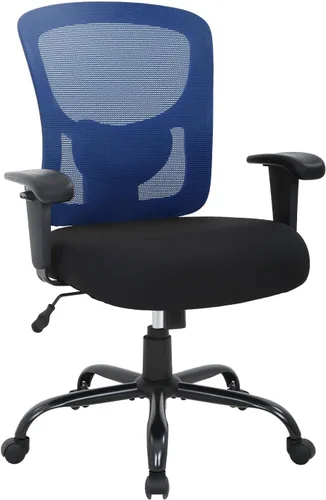 Vista 11 de Silla de oficina grande y alta, asiento ancho de 400 libras, silla de computadora con soporte lumbar, brazos ajustables, silla giratoria de malla