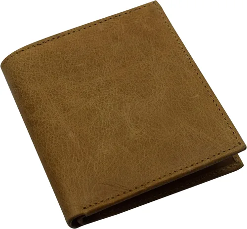 Vista 3 de MARSHAL RFID Bloqueo 2 ID Bifold Hipster Tarjeta de Crédito Billetera Genuina Cuero de Vaca, Beige Bronceado, Bifold