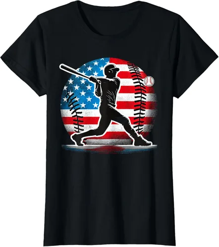 Vista 23 de Camiseta de jugador de béisbol estadounidense con bandera de Estados Unidos