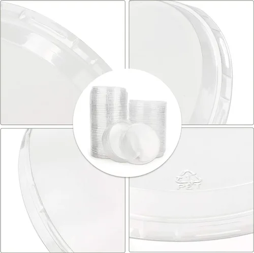 Vista 9 de Beasea - Vasos de aluminio con tapas, 8 onzas, paquete de 100 moldes desechables de 3.9 pulgadas, para hornear ramekin, taza de soufflé rosa