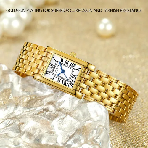 Vista 2 de CIVO Gold Watches for Women Vintage Small Quartz Womens Watch with Roman Dial - Ladies Square Dainty Bracelet Watches - Gift Box Set for Wife Mother