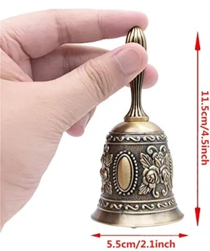 Vista 2 de Rose Handicraft Call Bell, campana de mano de aleación de zinc para boda, cena, hotel, bar