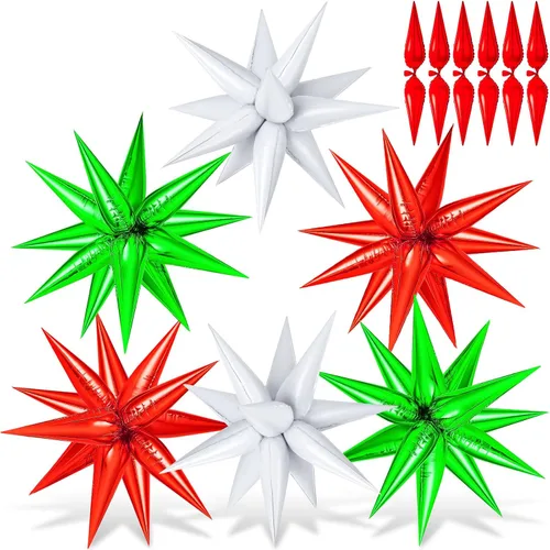 Vista 32 de 72 unidades de globos de estrella, grandes globos de cono de estrella metálicos de 26 pulgadas, globos de papel de aluminio de explosión colorida