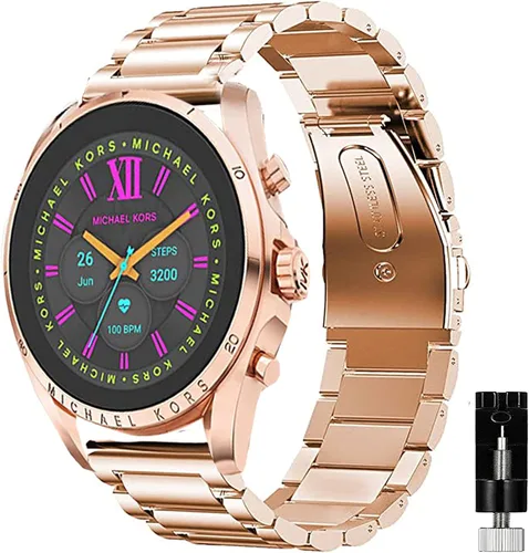 Vista 9 de Lamshaw - Correa compatible con Michael Kors Gen 6, correas de repuesto de metal de acero inoxidable de liberación rápida compatibles con Michael