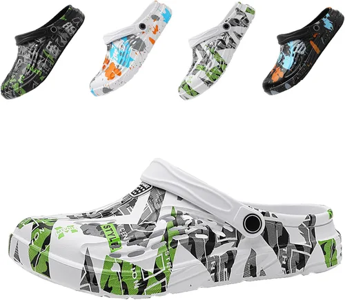 Vista 13 de CYian Zuecos clásicos para hombre y mujer, ligeros, sin cordones, pantuflas de playa, zuecos de jardín