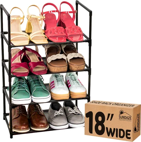 Vista 14 de Sundaze Zapatero - Zapatero de 2 niveles para entrada de puerta delantera, organizador de zapatos largo resistente para armario, dormitorio