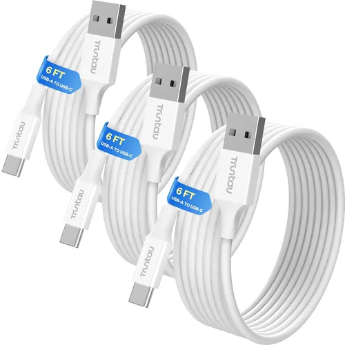 Vista 23 de Cable de carga rápida de nailon trenzado USB A a USB C de 3 pies, compatible con iPhone 17/17 Pro/16e/16 Plus/15 Pro/15, Samsung Galaxy
