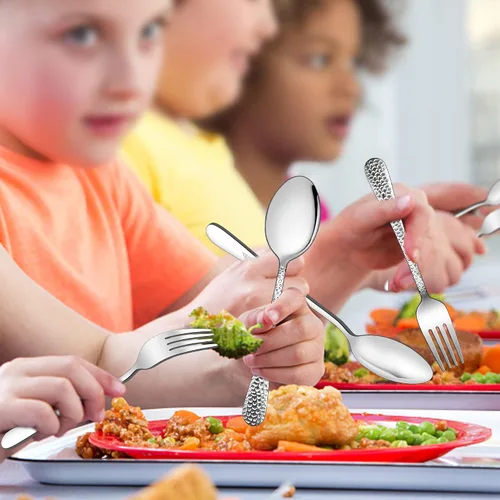 Vista 5 de LIANYU Juego de cubiertos para niños de 6 piezas, cubiertos de acero inoxidable para niños, incluye cucharas y tenedores para niños, juego