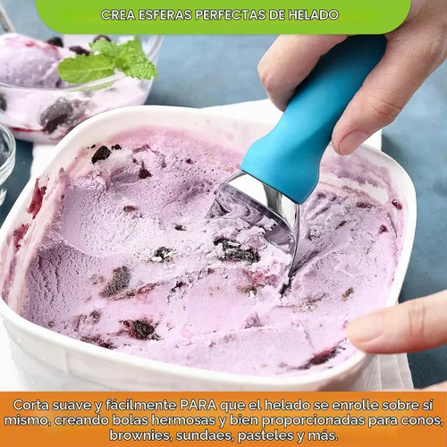 Vista 4 de Spring Chef - Cuchara para helado profesional, fuerte y resistente con mango cómodo, utensilio de cocina de primera calidad para masa de galletas