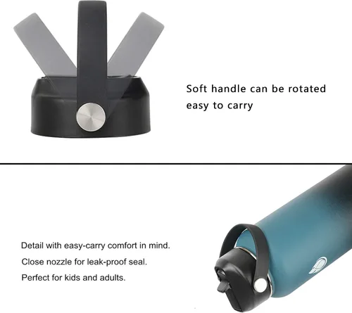 Vista 2 de Tapa de popote para botella de agua de boca ancha Hydroflask, tapa de pajilla, mango flexible, apto para Hydro Flask de 12, 16, 18, 20, 32, 40, 64