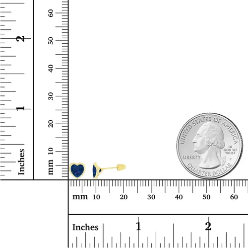 Vista 4 de Aretes de tuerca de oro macizo de 14 quilates, hipoalergénicos, de 0.236 in, con forma de corazón, con bisel pulido