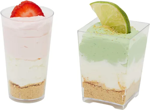 Vista 6 de Juvale Mini tazas de postre – 72 piezas de plástico transparente, 3 onzas y 5 onzas – Vasos desechables y reutilizables para postre y aperitivos