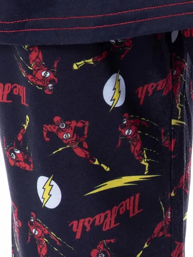 Vista 4 de INTIMO DC Classic The Flash The Crimson Comet - Conjunto de pijama raglán para niños, Negro