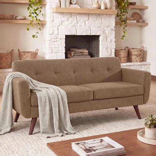 Vista 25 de Tbfit Sofá en Forma de L, Sofás Seccionales Modernos de Mediados de Siglo de 80" de Ancho, Sofás de 3 Plazas con Chaise Lounge Amplio, Sofá Beige
