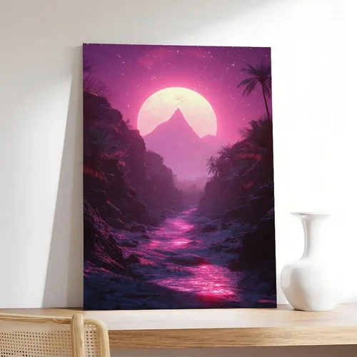 Vista 7 de ZMLIS Synthwave Dreamscape Wall Art – Retro Futuristic Poster – Neon Grid Aesthetic Room Decor Canvas Poster Wall Art Bedroom Decor Office Room