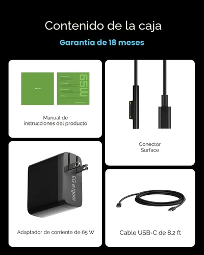 Vista 8 de Cargador Surface Pro de 65 W, cargador Microsoft Windows Surface para Surface Pro 3/4/5/6/7/8/9/10/X/11/12, compatible con Microsoft Surface
