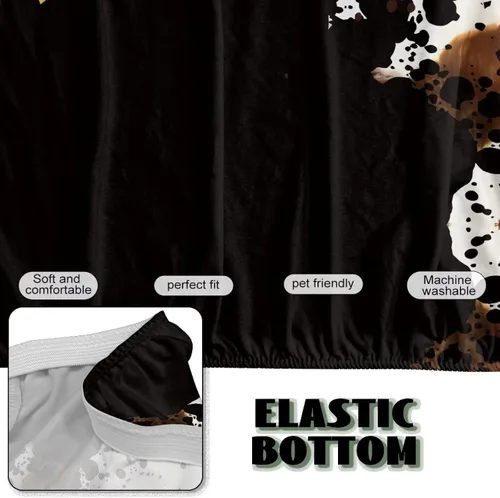 Vista 5 de Fundas para sofá cama con estampado de vaca marrón girasol con bandas elásticas para el hogar, sala de estar, fácil de instalar, antideslizante