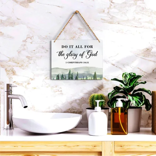 Vista 5 de Decoración inspiradora Do It All for the Glory of God 1 Corinthians 10:31, regalos cristianos, versículo bíblico, arte de pared, letrero colgante