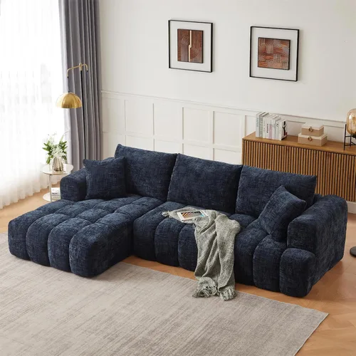 Vista 2 de Camillas deshuesadas de 108.3 pulgadas para sala de estar, sofá modular de nube con diván de gran tamaño, sofá deshuesado en forma de L con asiento