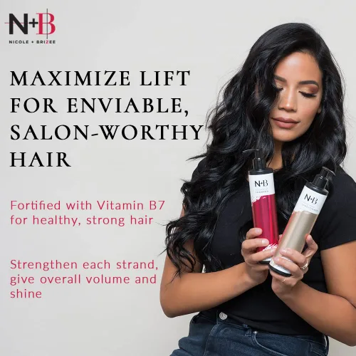 Vista 3 de Nicole + Brizee N+B Volume Shampoo + Acondicionador Set Sin sulfato Sin parabenos Fortalece, hidrata, da volumen, nutre Para todo