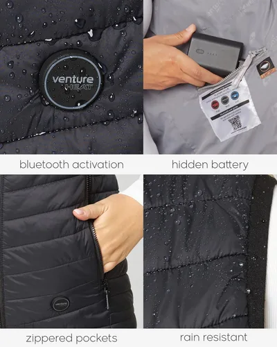 Vista 5 de Venture Heat Women's Bluetooth Heated Vest with Battery Pack Included - App Control Insulated Puffer 7.4V