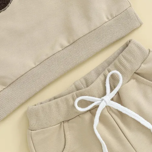 Vista 4 de Molgkyo Conjunto de 2 piezas de sudadera con estampado de letras y cuello redondo para bebé niño