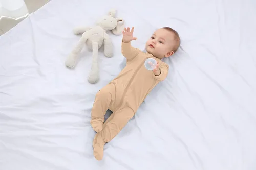 Vista 2 de Pijama con pies para bebé niño con mitones, rayón hecho de bambú, pijama de manga larga con cremallera de 2 vías