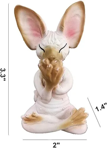Vista 6 de Juego de 3 estatuas de gato Sphynx sabio Ver escuchar hablar no mal Zen meditando yoga gatos estatuilla esculturas de Buda 3.3 pulgadas de alto