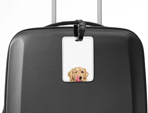 Vista 5 de WIRESTER Etiqueta de cuero PU para equipaje de equipaje de viaje - Winking Golden Retriever