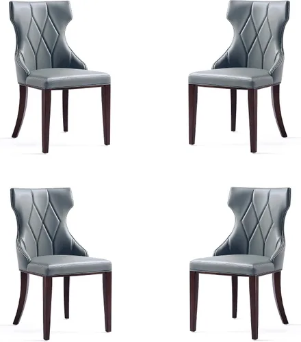 Vista 11 de Manhattan Comfort Reine MDining - Juego de 2, asientos tapizados con costuras de diamante, marco de madera de haya maciza, base de 4 patas, altura