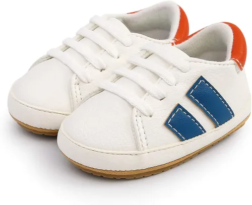 Vista 4 de SENIURIS Zapatos para bebés niños y niñas, suela de goma antideslizante, de piel sintética, zapatos para primeros pasos, zapatos de cuna para recién