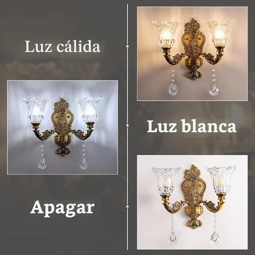 Vista 4 de Wellmet Aplique de pared dorado de 2 luces, lámpara de pared de tocador