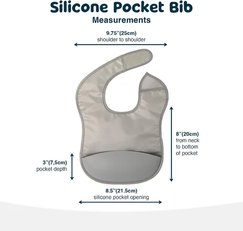 Vista 5 de Tiny Twinkle Baberos de bolsillo de silicona, impermeables, que atrapan los alimentos, a prueba de desorden para bebés de 6 a 24 meses, niños Pequeño