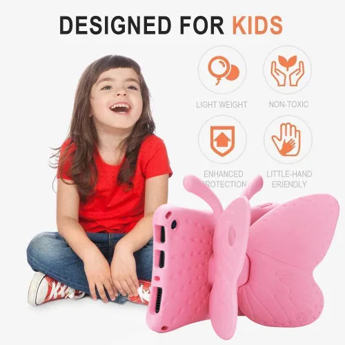 Vista 53 de FW Fire 7 - Funda para tablet para niños, Amazon Fire 7 2022, funda de mariposa con luz de atril, EVA, protección contra caídas, resistente, a