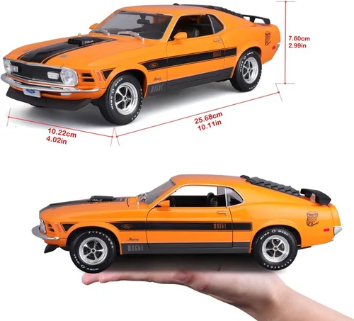 Vista 8 de Maisto 1:18 Edición Especial 1970 Ford Mustang Mach 1, Naranja, Escala 1:18