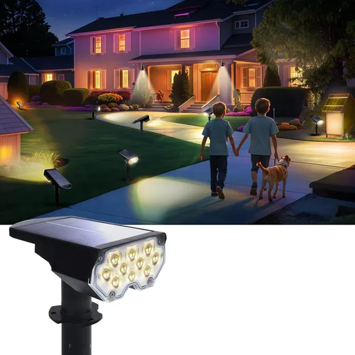 Vista 10 de Foco Solar para Exteriores Impermeable Iluminación LED de Acento para Paisaje para Patio, Árbol, Plantas, Paredes, Sendero, Jardín, Estatuas, Brillo