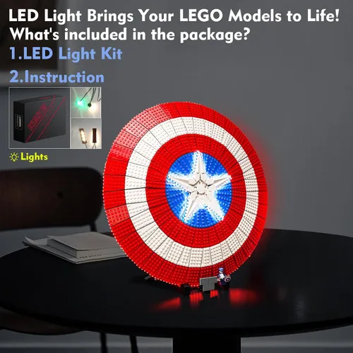 Vista 3 de VONADO Kit de luces LED compatible con Lego Captain America's Shield 76262, accesorios de iluminación creativa para bricolaje, compatibles con Lego