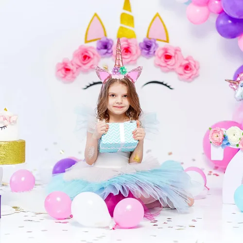 Vista 7 de Juinte 6 juegos de diadema de unicornio de Halloween con purpurina gruesa, suministros de fiesta de disfraces para mujeres y niñas, suministros