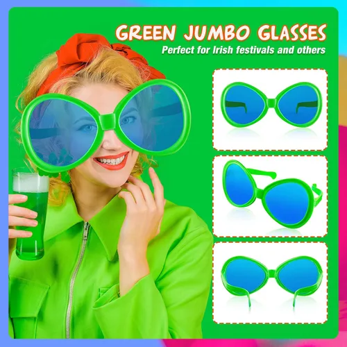 Vista 5 de 2 lentes de sol gigantes de payaso divertidos accesorios de sol de fiesta para adultos, plástico novedoso para festivales y vacaciones