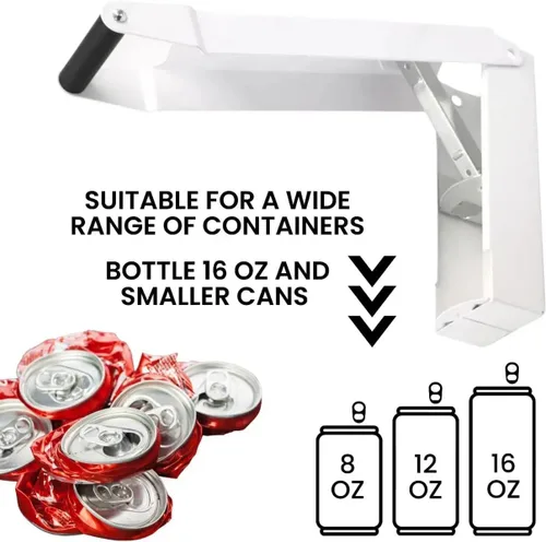 Vista 4 de Trituradoras de latas blancas para reciclaje – Trituradora de latas de pared resistente de aluminio para reciclaje compactador de botellas