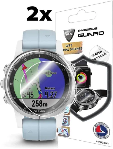 Vista 2 de IPG Protector de pantalla para GARMIN FENIX 5S PLUS (1.654 in) (2 unidades) Protector de pantalla para smartwatch invisible Ultra HD película
