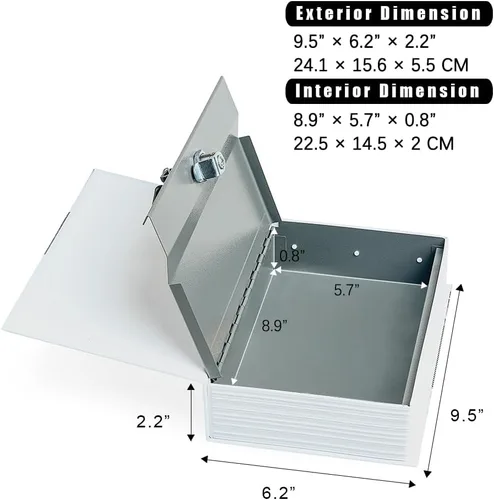 Vista 2 de Caja fuerte de almacenamiento de libro de diversión (9.5"×6"×2.2"), caja fuerte secreta tipo diccionario con cerradura de combinación de seguridad