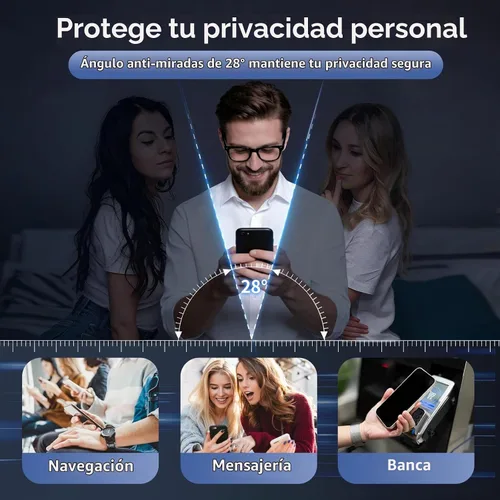 Vista 2 de Protector de pantalla de privacidad para Samsung Galaxy A15 + protector de lente (2+2) Dureza 9H, resistente a los arañazos, vidrio templado
