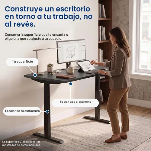 Vista 4 de Uncaged Ergonomics Marco de escritorio eléctrico de doble motor de 2 etapas negro 2 etapas altura: 27.2-46.7