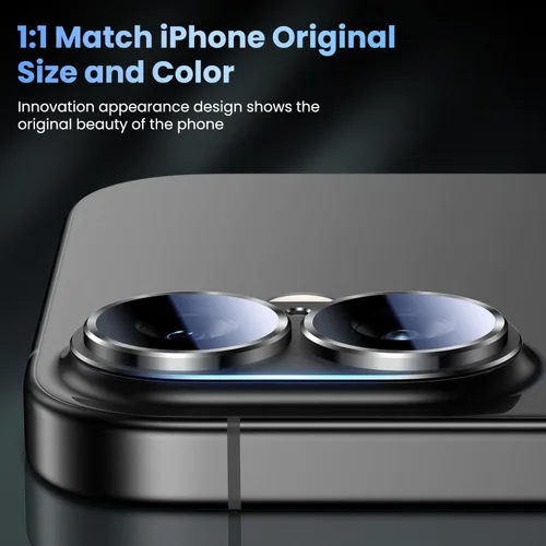 Vista 5 de Uyiton Compatible con iPhone 17 Protector de Lente de Cámara - [No es Fácil de Romper][Fuerte Adsorción][Compatible con Fundas] Protector de Cámara