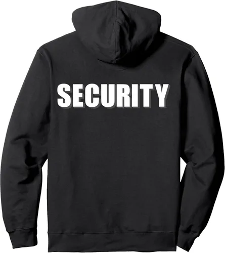 Vista 3 de Oficial de Seguridad para Eventos Uniforme Seguridad Seguridad Delantero y Atrás Sudadera con Capucha, Negro