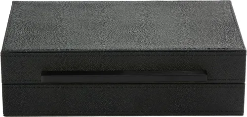 Vista 14 de Sagala Caja Decorativa Negra de Shagreen Con Mango Dorado, Caja Organizadora de Joyas Caja Guardadora, Caja de Almacenamiento de Cuero Sintético